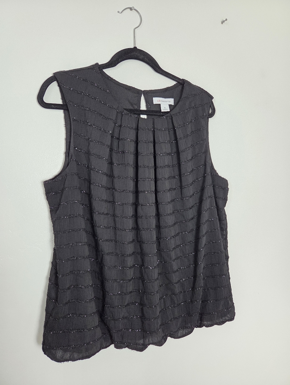 Liz Claiborne Black Camisole Glitter Metallic Shimmer Party Office Formal XL